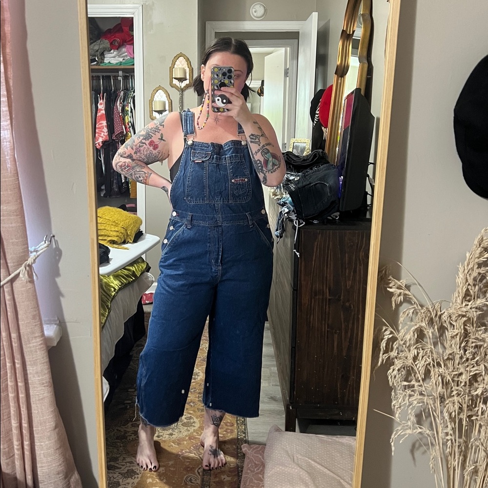 Vintage Cropped Denim Overalls